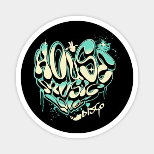 HOUSE MUSIC - Grafitti Love Heart (teal) Magnet